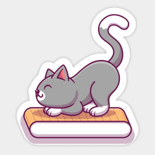 Cute Cat Scratching Cardboard Scratcher Sticker